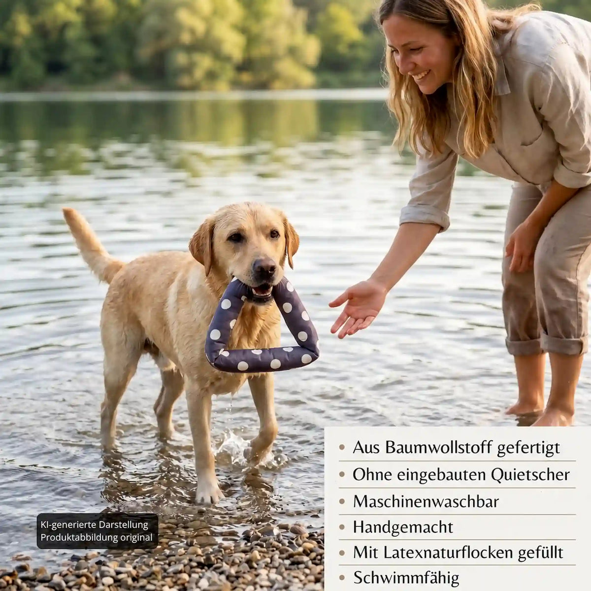 Hundespielzeug aus Stoff – handgefertigt & schwimmfähig Dreieck blau