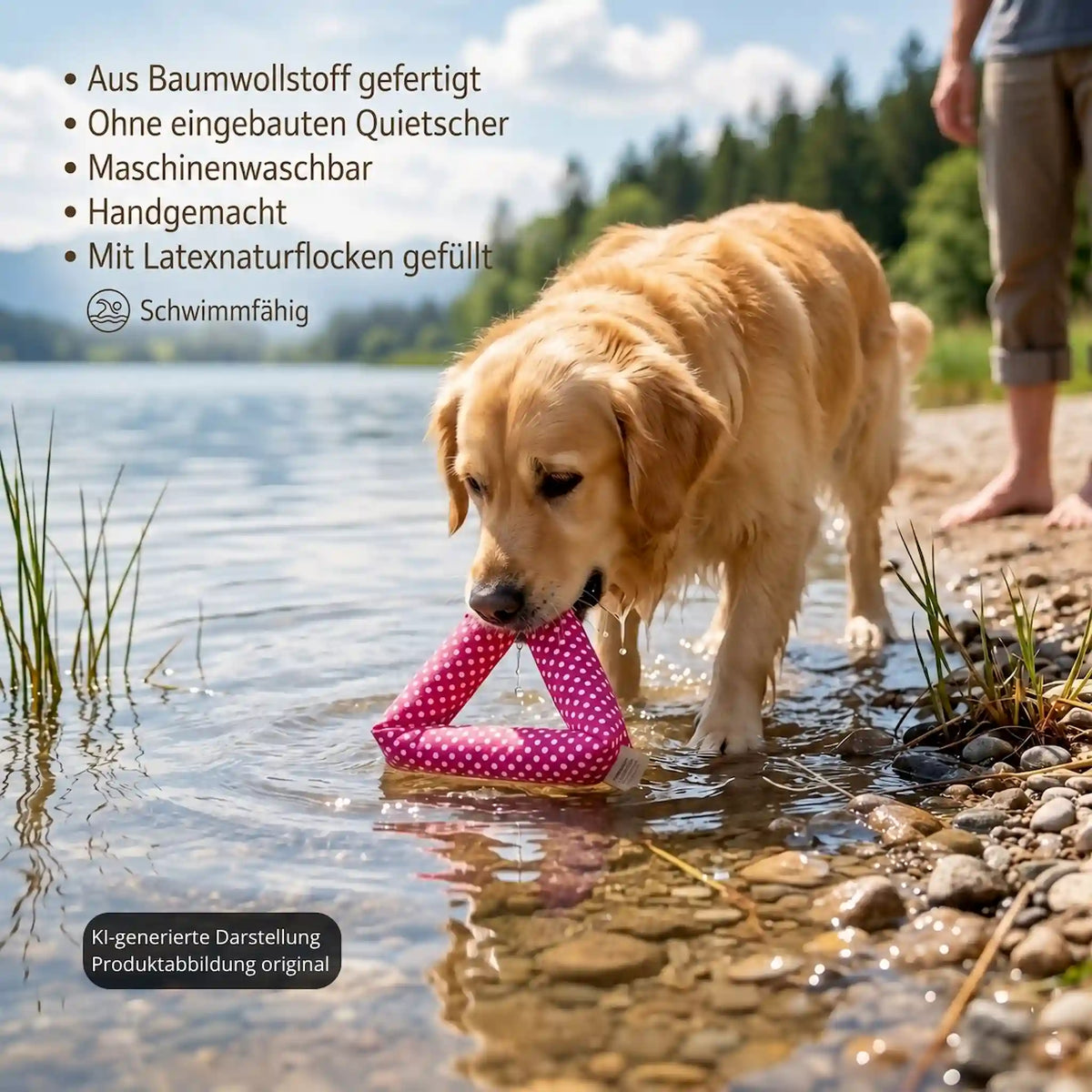 Hundespielzeug aus Stoff – handgefertigt & schwimmfähig Dreieck rot