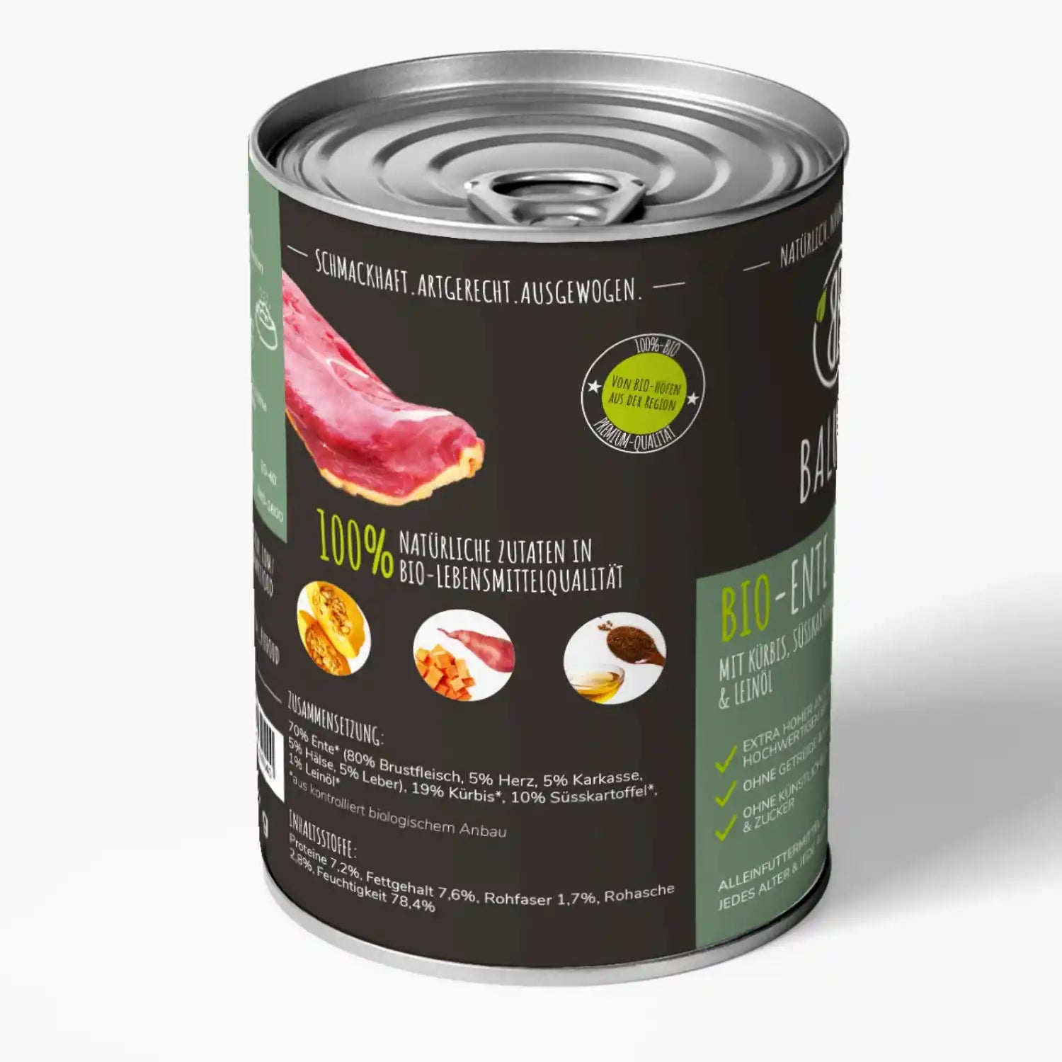 baluna-bio-ente-nassfutter-fuer-hunde-800g-rueckseite-mit-zutaten-in-bio-lebensmittelqualitaet-und-zusammensetzung