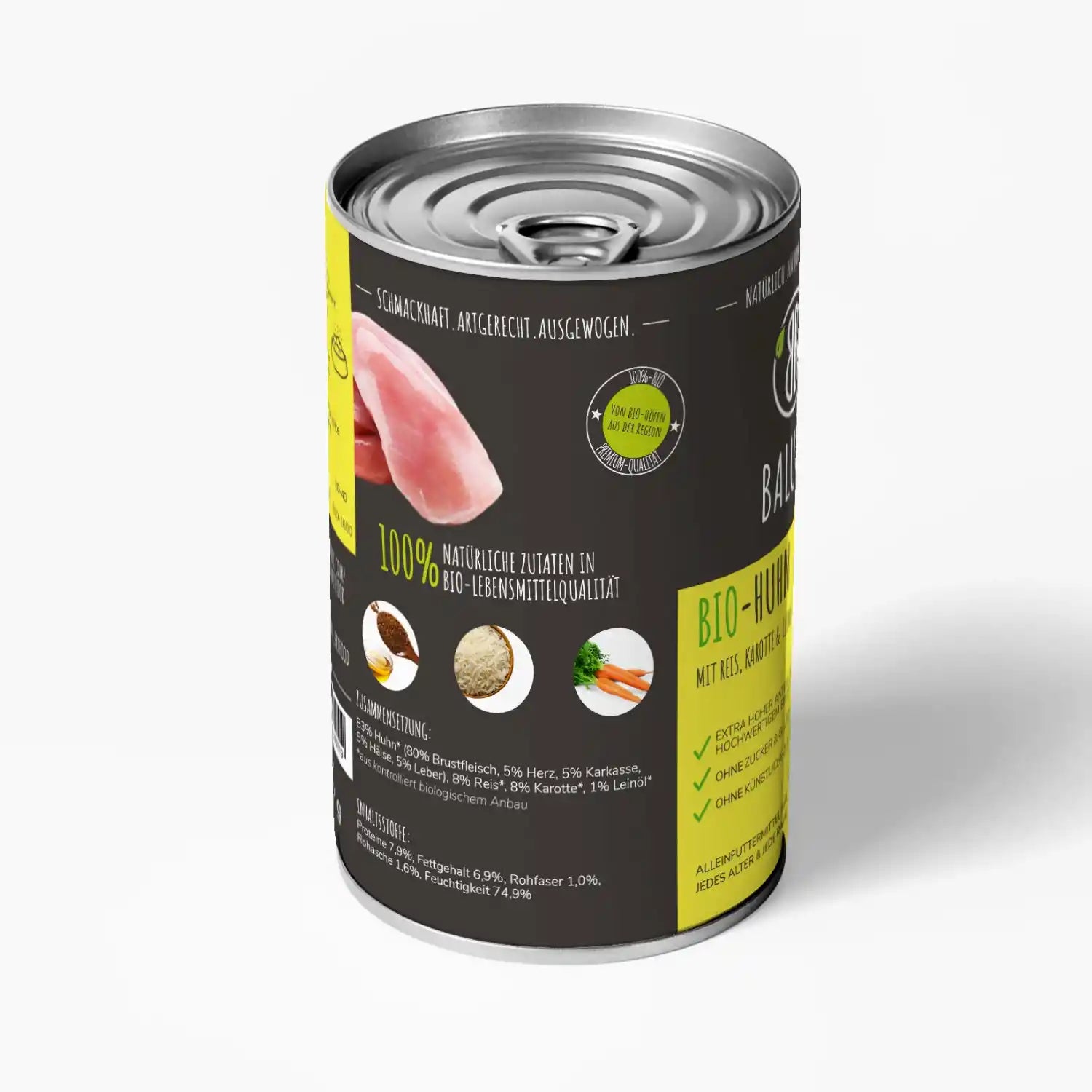 baluna-bio-huhn-nassfutter-fuer-hunde-400g-rueckseite-mit-zutaten-in-bio-lebensmittelqualitaet-und-zusammensetzung