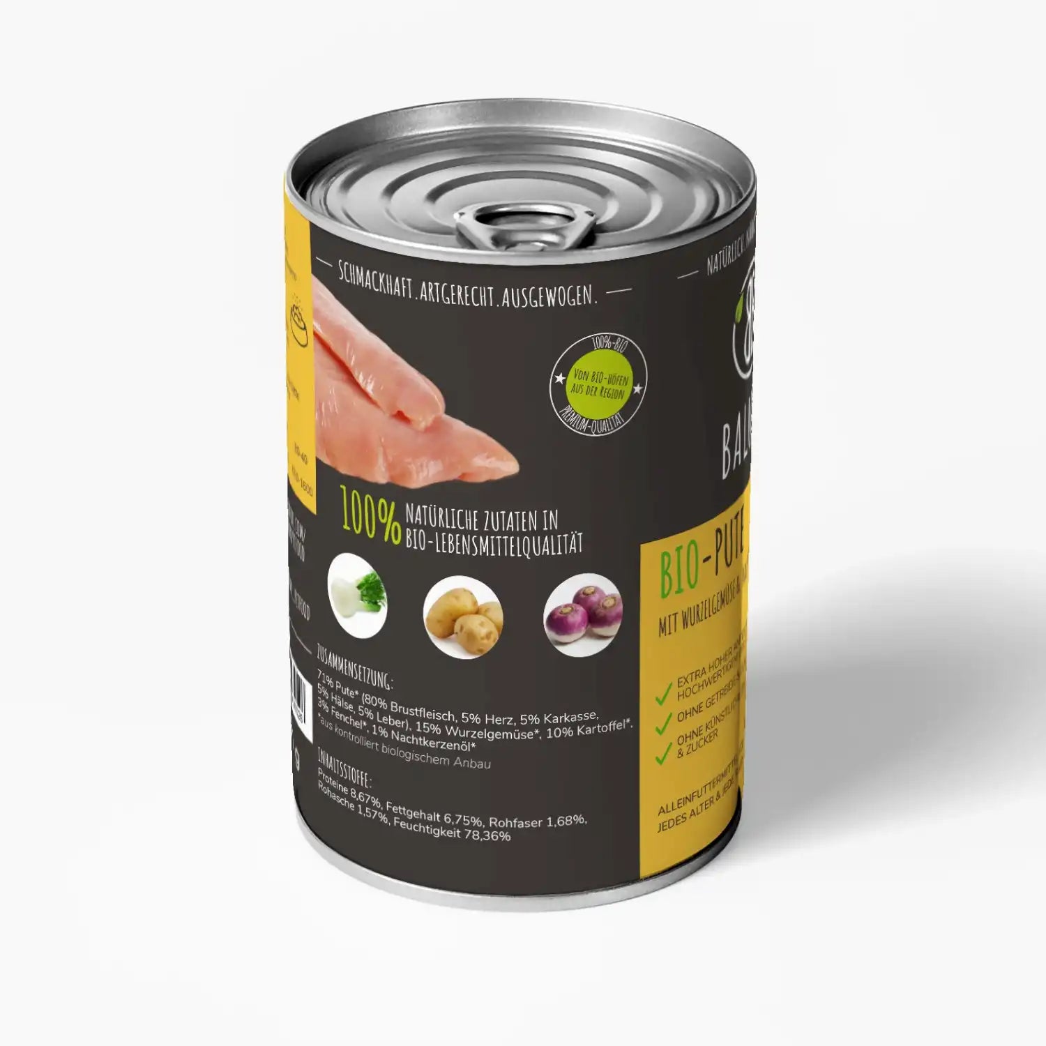 baluna-bio-pute-nassfutter-fuer-hunde-400g-rueckseite-mit-zutaten-in-bio-lebensmittelqualitaet-und-zusammensetzung