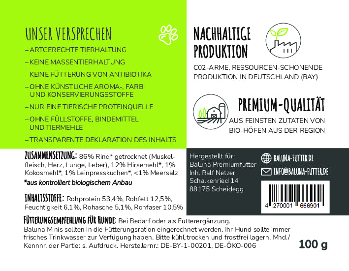 Bio-Rind Snack für Hunde