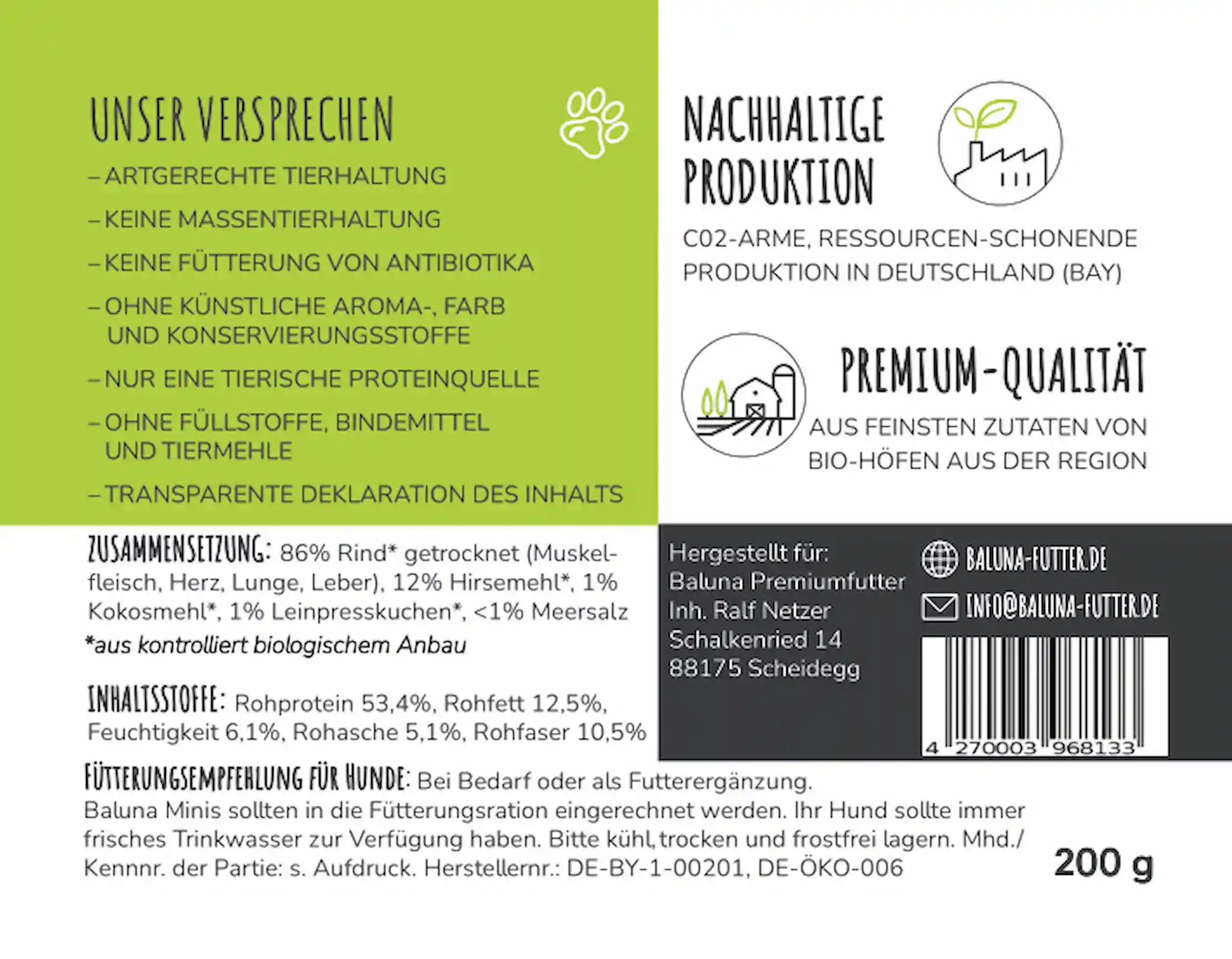 Bio-Rind Snack für Hunde
