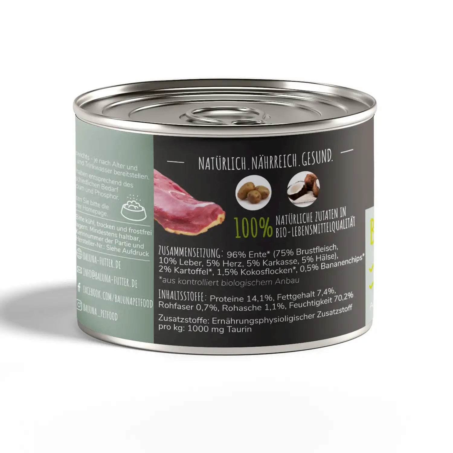 Bio-Ente mit Kartoffel & Kokosflocken
