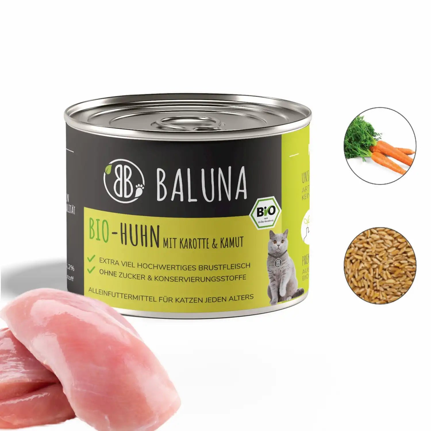 Bio-Huhn mit Karotte & Kamut