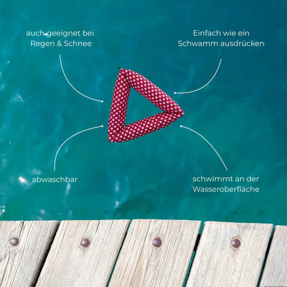 Bio Hundespielzeug Stoff-Dreieck – schwimmfähig &amp; handgefertigt - rot