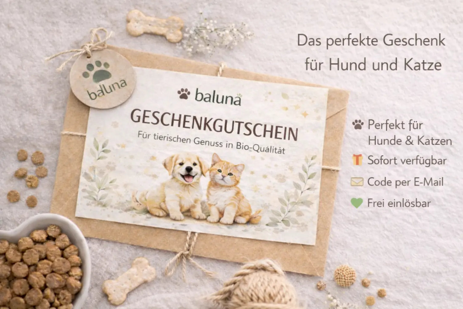 Baluna Geschenkgutschein – Geschenk für Hund &amp; Katze