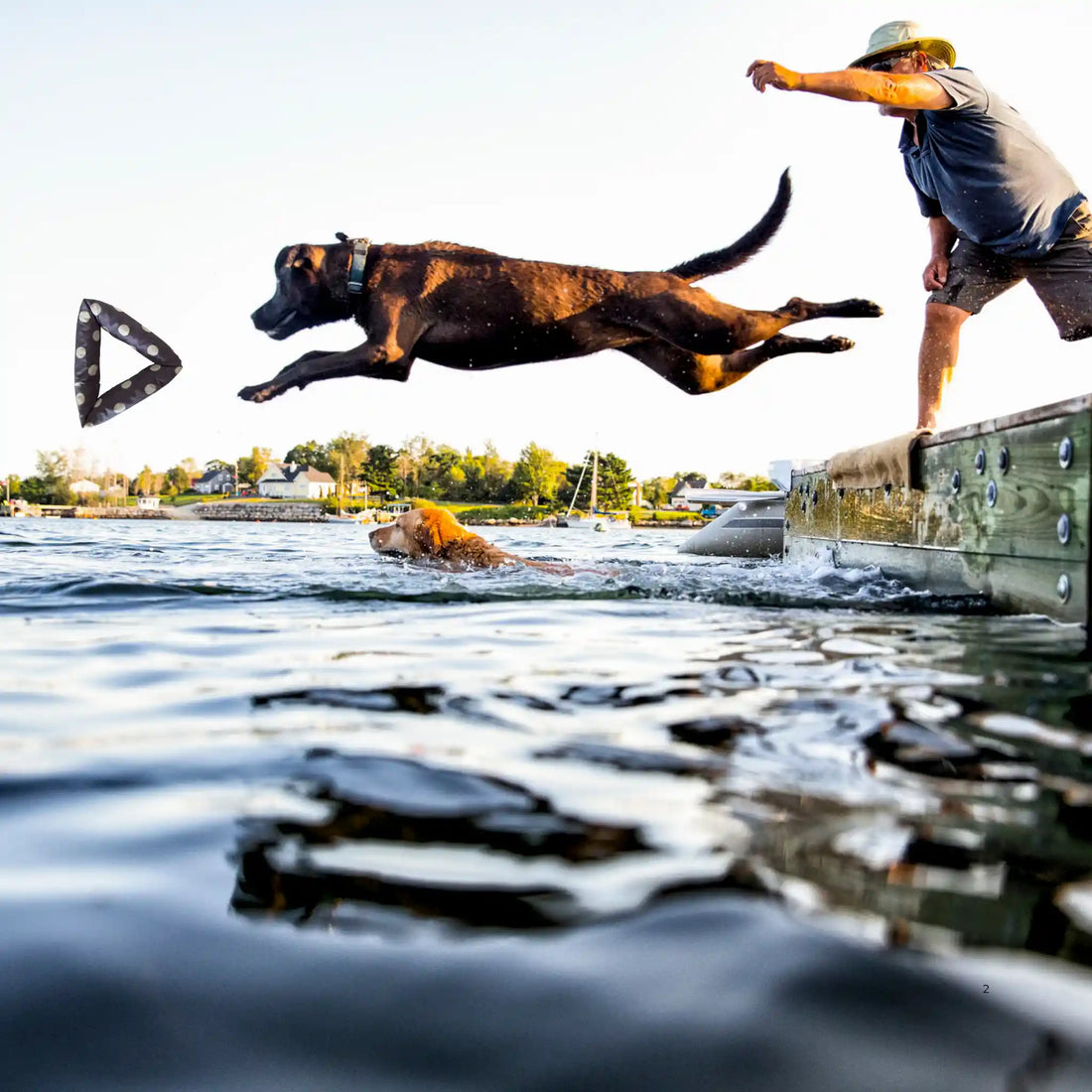 Bio Hundespielzeug Stoff-Dreieck – schwimmfähig &amp; handgefertigt - blau
