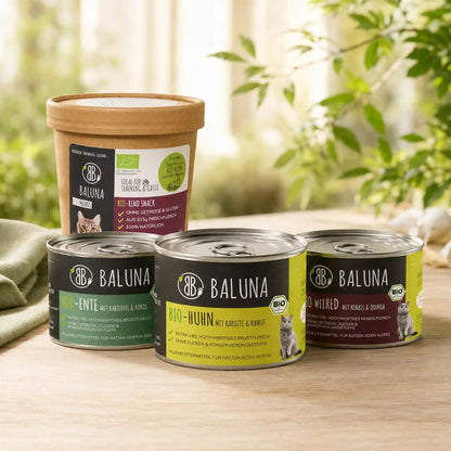 Kennenlernpaket für Katzen 6×200 g + 1 Snack