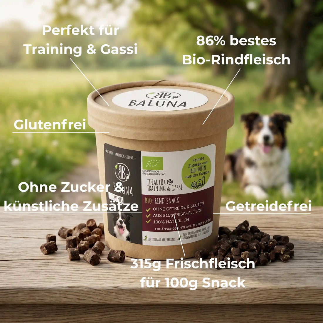 Bio-Rind Snack für Hunde