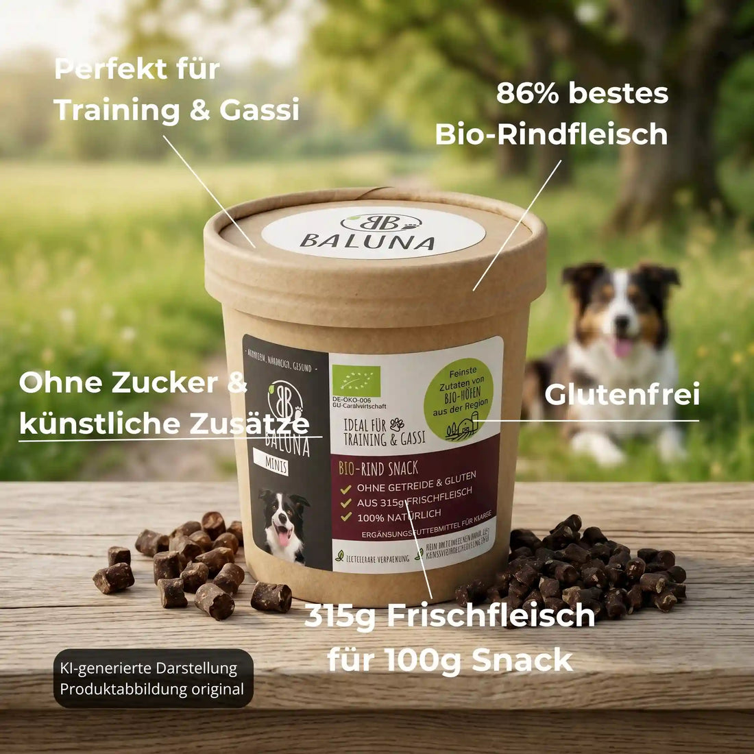 Bio-Rind Snack für Hunde
