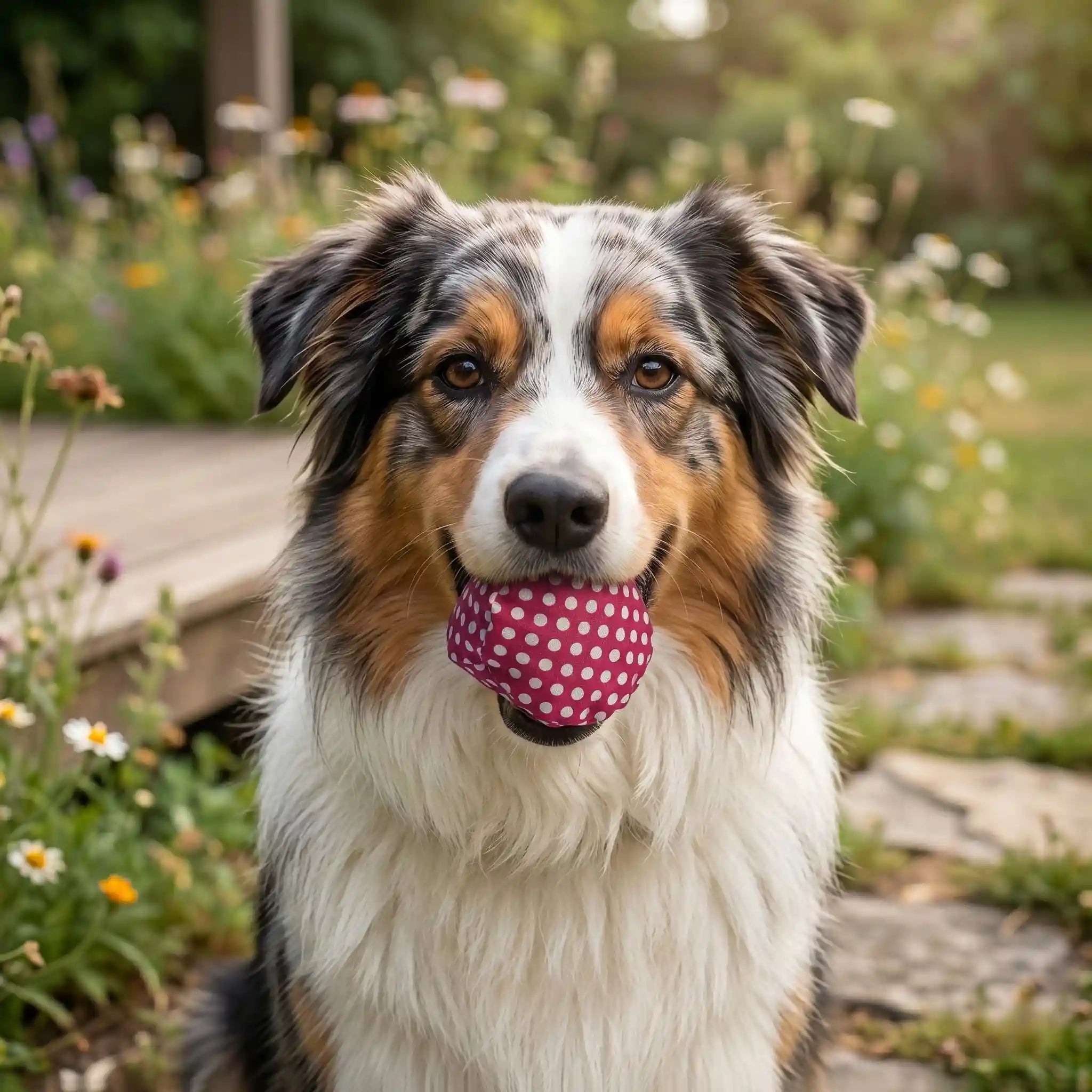 Bio Hundespielzeug aus Stoff – handgefertigt &amp; schwimmfähig Ball rot