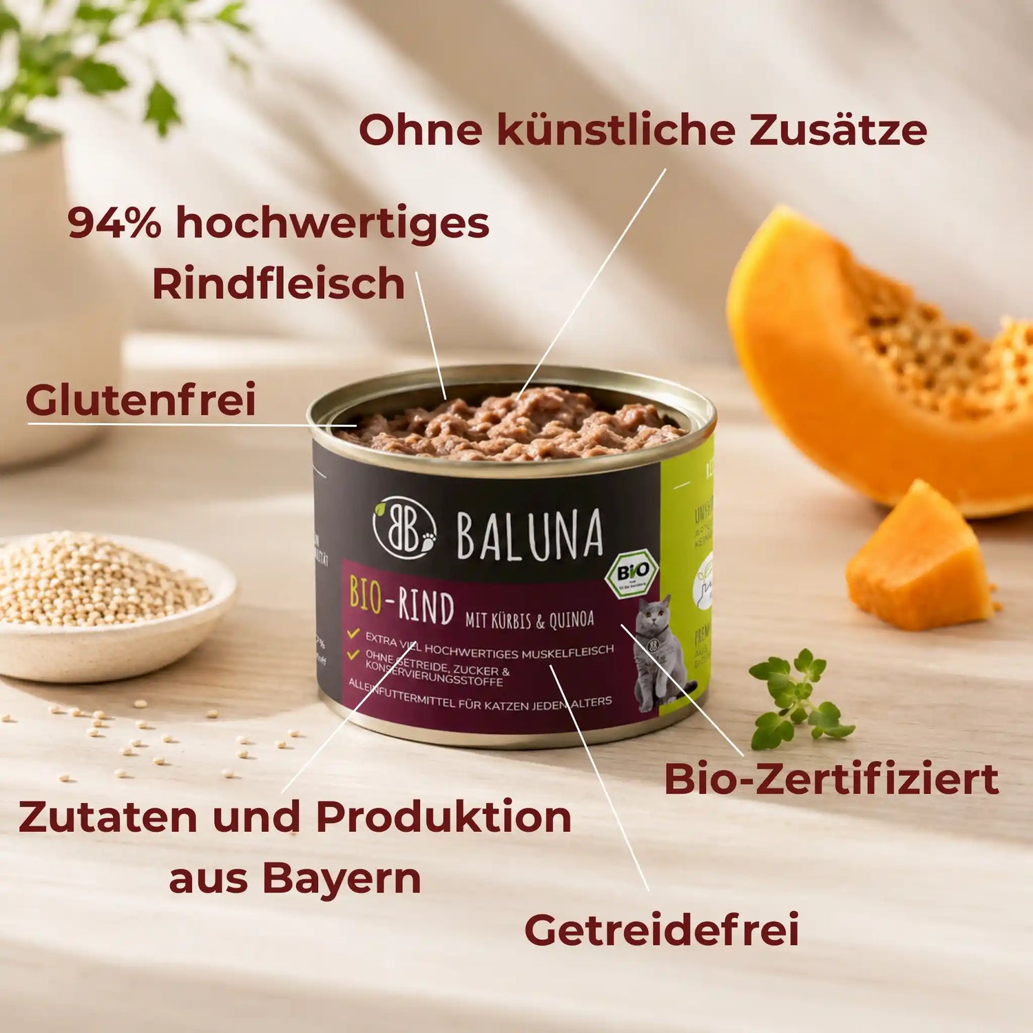 Bio-Rind mit Kürbis &amp; Quinoa