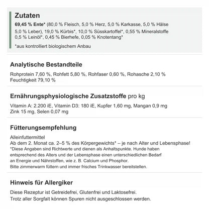 Bio-Ente mit Kürbis &amp; Süßkartoffel
