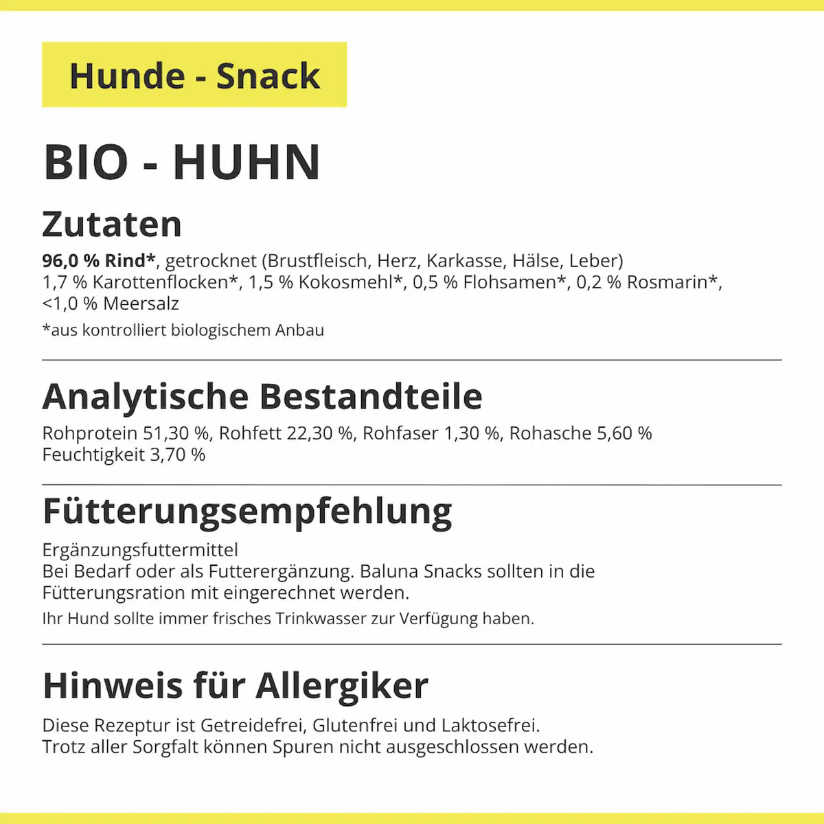 Bio-Huhn Snack für Hunde