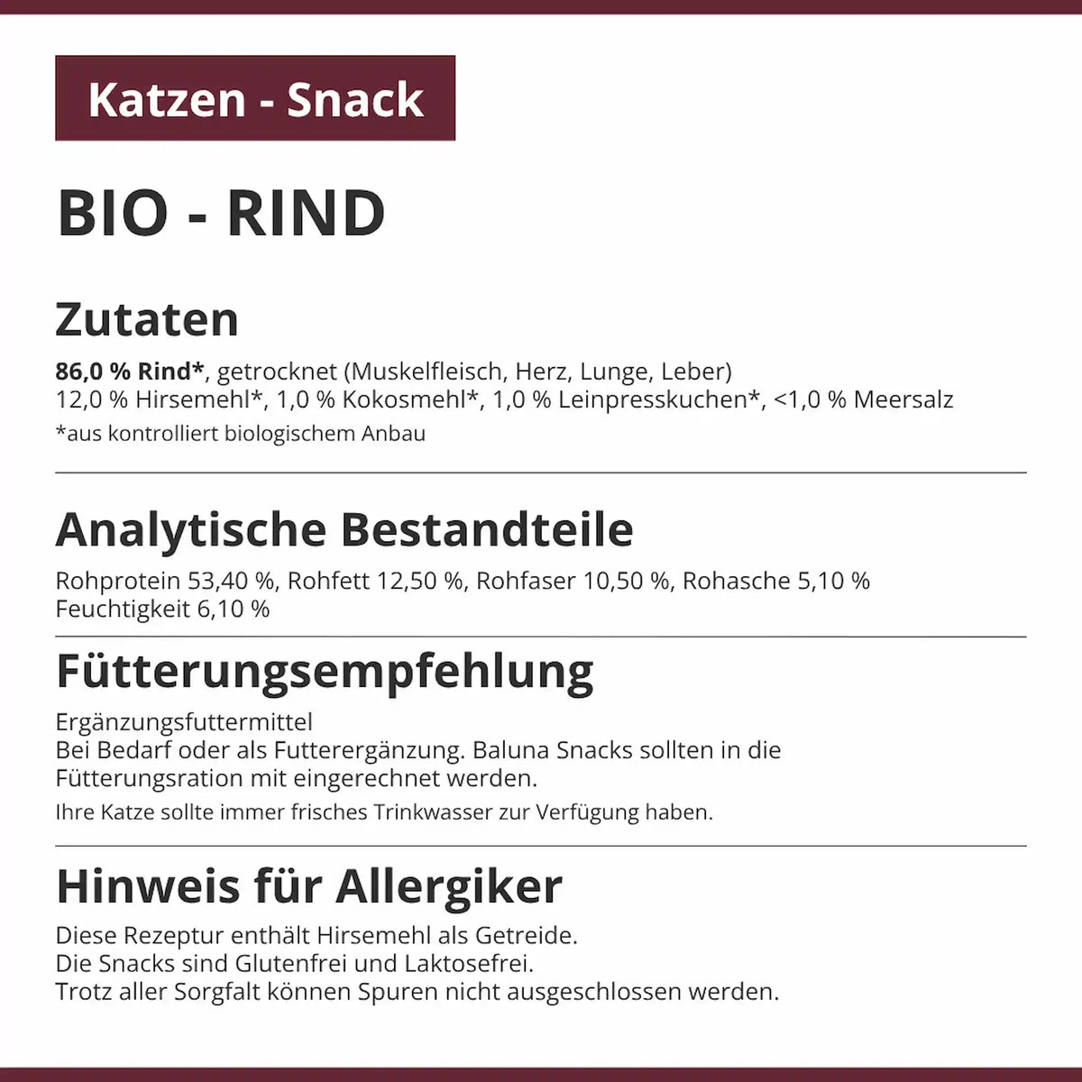 Bio-Rind Snack für Katzen