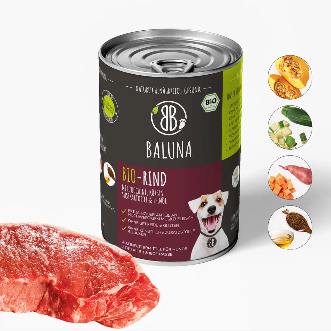 baluna-bio-rind-nassfutter-fuer-hunde-400g-mit-zucchini-kuerbis-suesskartoffel-und-leinoel-ohne-getreide-und-zucker
