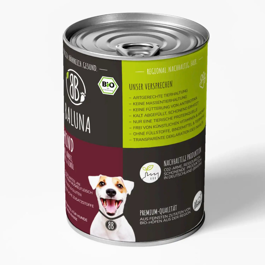 baluna-bio-rind-nassfutter-fuer-hunde-800g-seitenansicht-mit-qualitaetsversprechen-und-nachhaltiger-produktion-aus-bio-hoefen