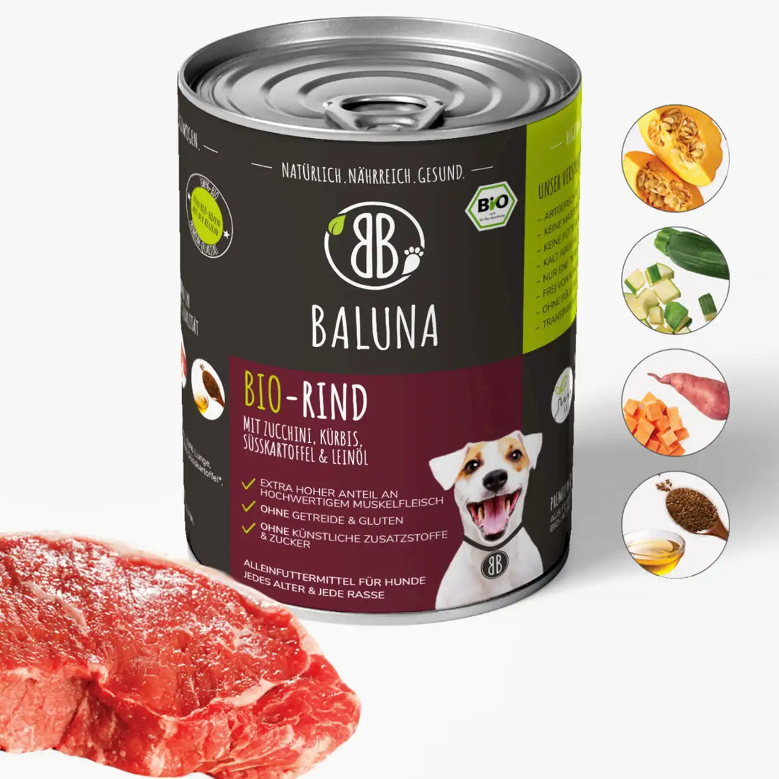 baluna-bio-rind-nassfutter-fuer-hunde-800g-mit-zucchini-kuerbis-suesskartoffel-und-leinoel-ohne-getreide-und-zucker