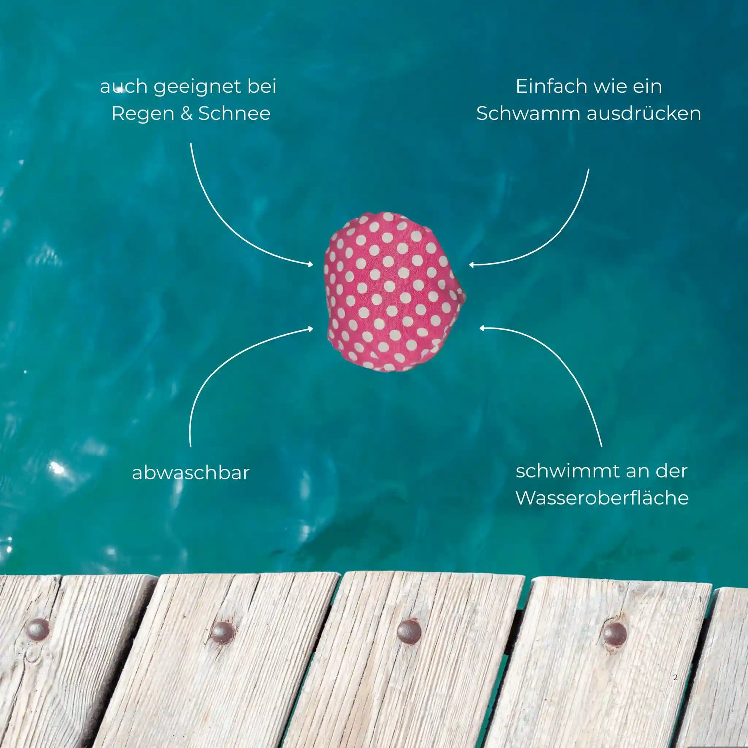 schwimmender hundespielzeug ball rot mit punkten auf wasseroberfläche – abwaschbar, wetterfest, einfach auszudrücken – baluna