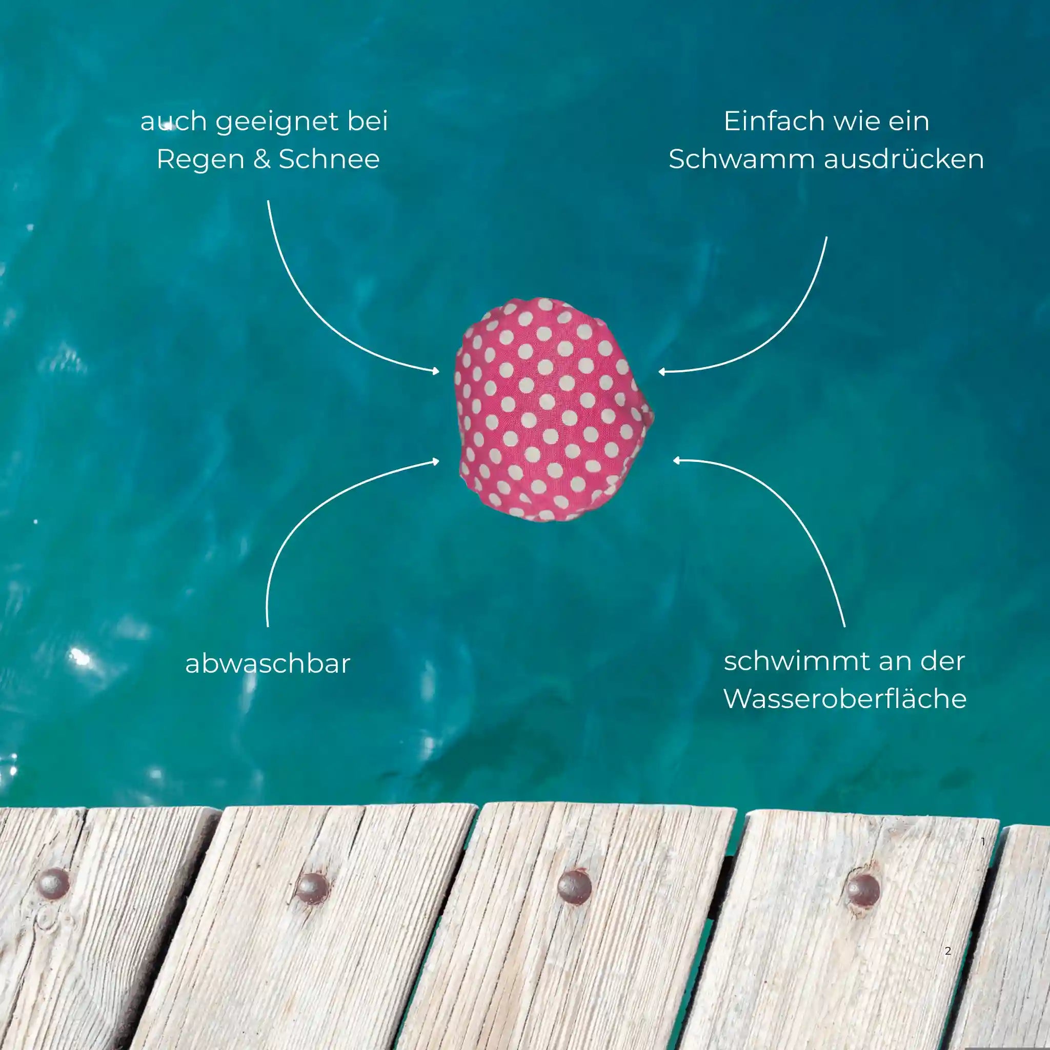 schwimmender hundespielzeug ball rot mit punkten auf wasseroberfläche – abwaschbar, wetterfest, einfach auszudrücken – baluna