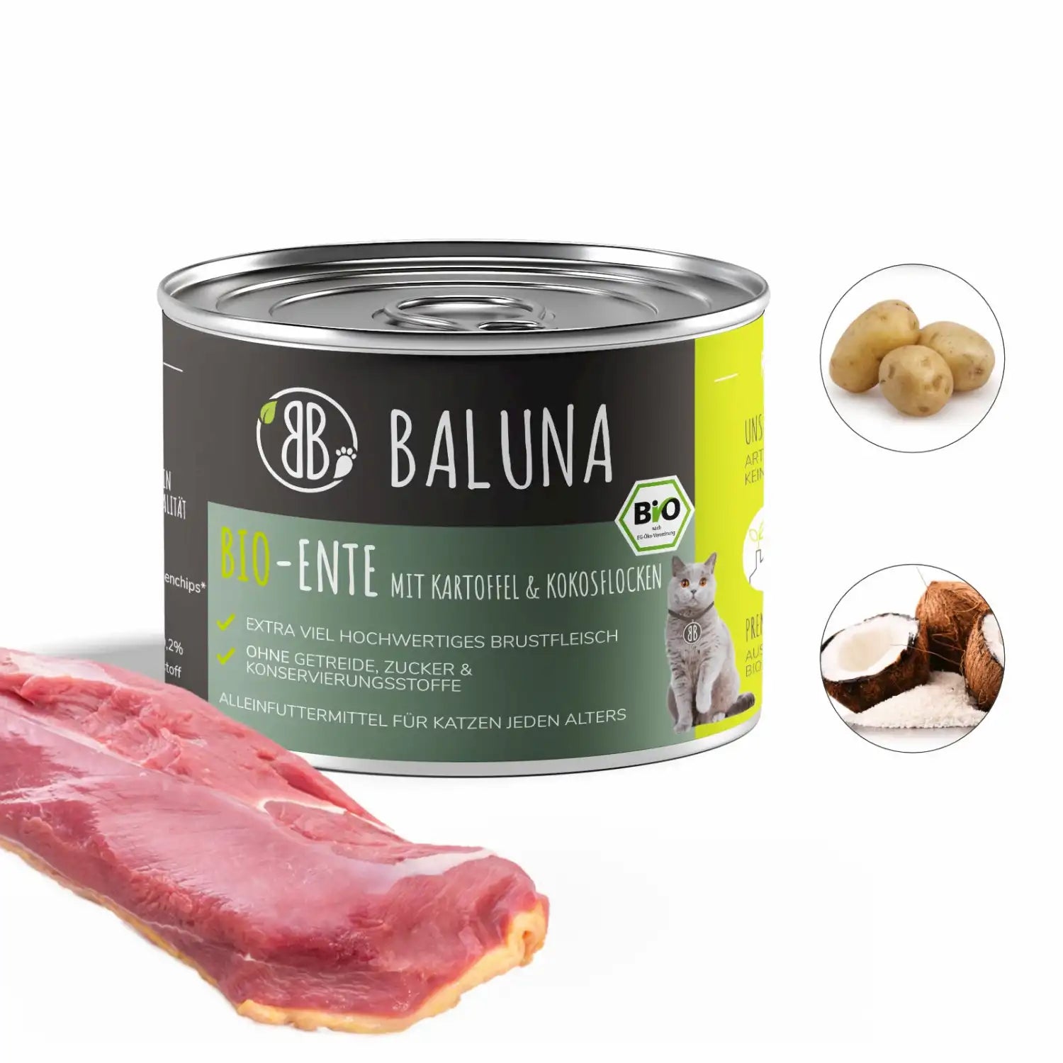 Bio-Ente mit Kartoffel &amp; Kokosflocken