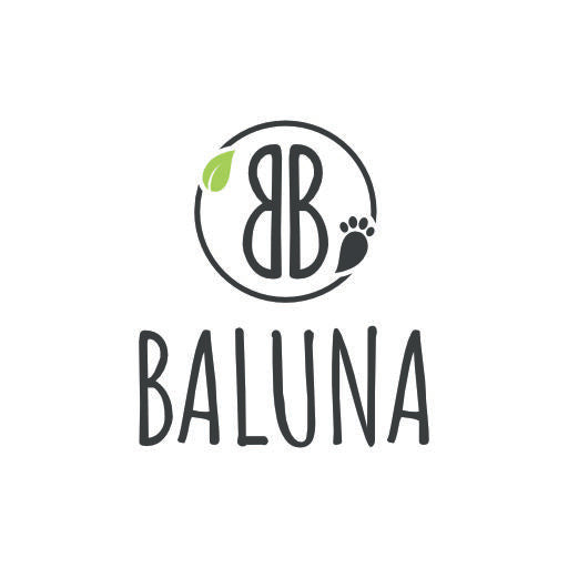 baluna-logo-mit-buchstaben-blatt-und-pfote-symbol-fuer-natuerliches-und-nachhaltiges-tierfutter